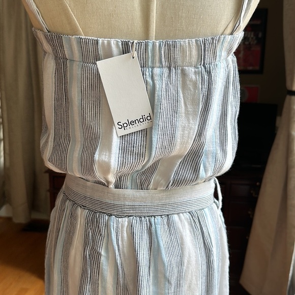 Splendid Collection Jumpsuit Sea Stripe Straight Wide Legs with/without straps M - Picture 9 of 11